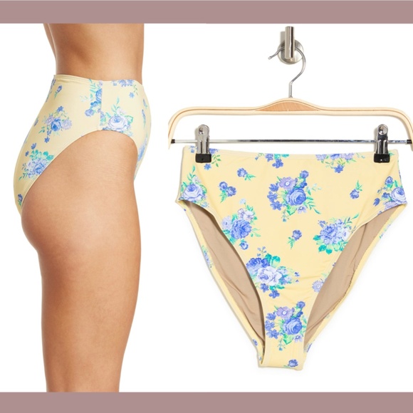 NWT WEWOREWHAT [‎ Small ] High Rise Swim Bottoms in Double Cream Yellow - Picture 2 of 12